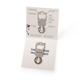 Multifunktionstool lasergraviert im Werbeschuber bedruckt