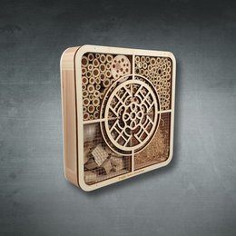 Nachhaltiges Werbemittel aus Holz und Bambus für Insekten mit Logo