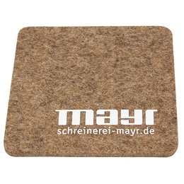 Nachhaltiger Untersetzer aus wassser- und schmutzabweisenden Naturwollfilz für Schreinerei mayer