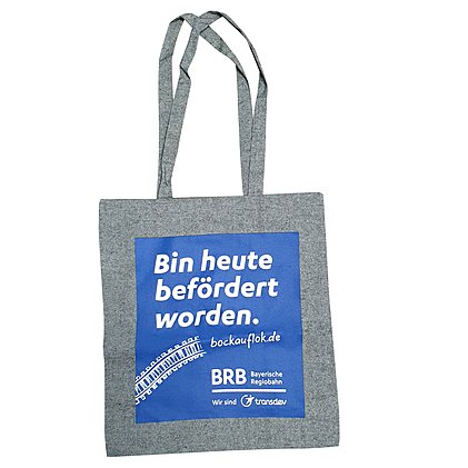 Werbe-Einkaufstasche aus recycelter Baumwolle mit langen Trägern