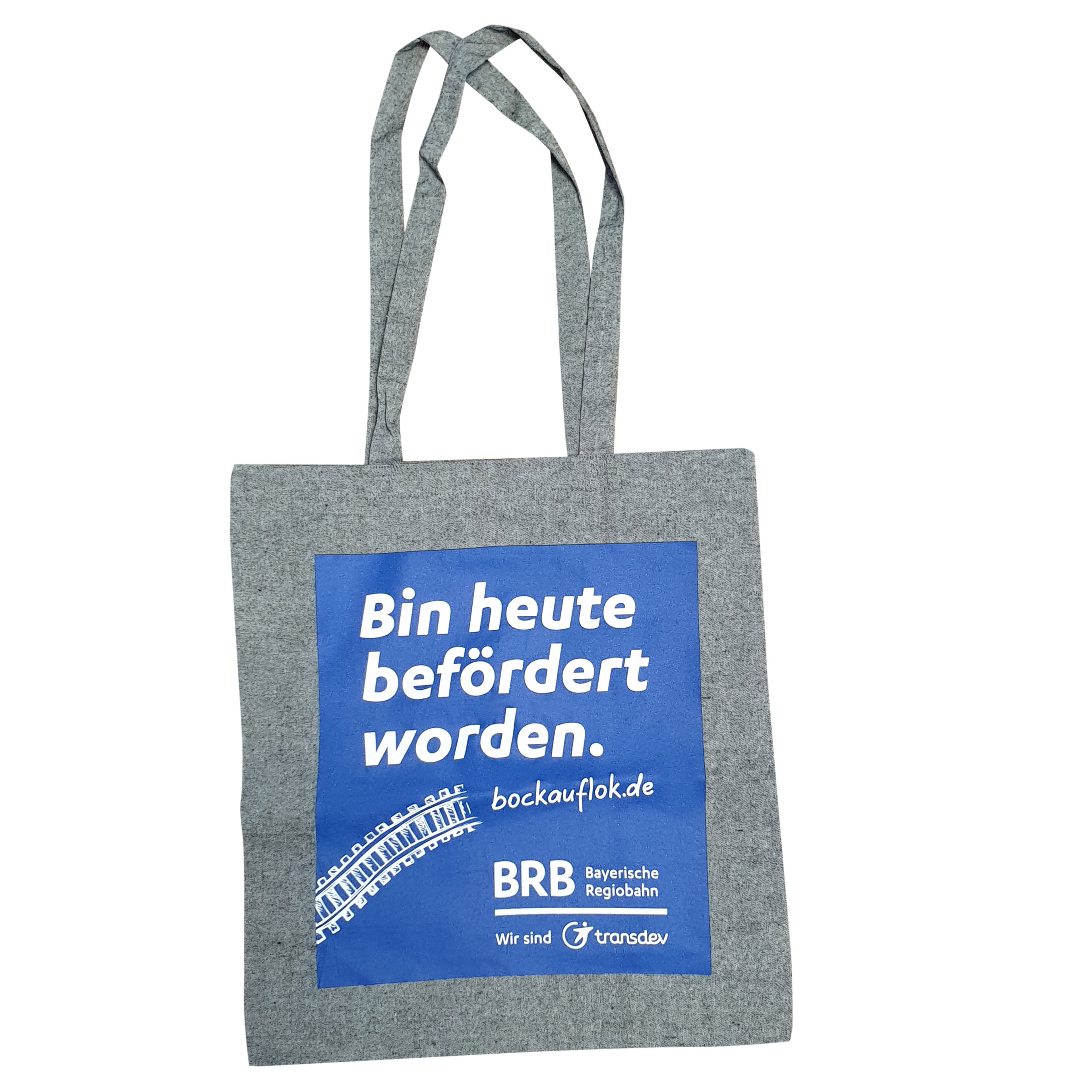 Werbe-Einkaufstasche aus recycelter Baumwolle mit langen Trägern 