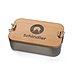 nachhaltige Lunchbox aus weißblech mit geöltemBuchenholzdeckel und individuellem Logo-Einbrand
