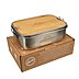 Lunchbox aus Edelstahl mit Bambusbrett lasergraviert, Einbrand