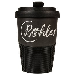 Nachhaltige-Werbewirkung: Trendiger bedruckter Werbe-Coffee2go Porzellan Becher Wave für Pfandsysteme