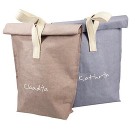 Wiederverwendbare Logo-Lunchbag aus Papyr mit Werbedruck