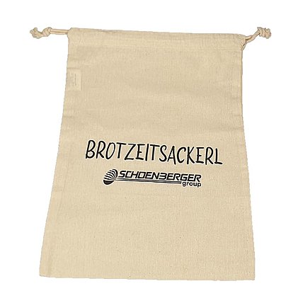Nachhaltiges Brotzeitsackerl mit Kordelzug individuell bedruckt