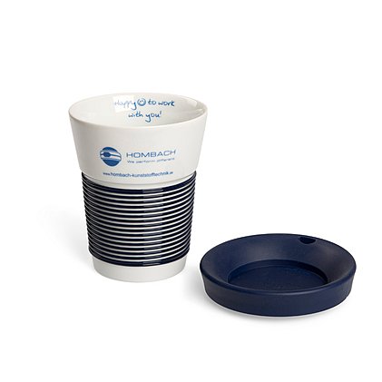 Werbebecher Cupit to go mit Deckel aus Porzellan 