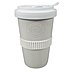 Werbe-To-go-Becher mit Silikonbanderole und Kunststoffdeckel