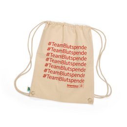 Werbe-Kordelzugbeutel aus Baumwolle mit Logodruck