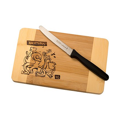 Kleines nachhaltiges Werbe-Brett Holz aus Bambus mit Logo-Einbrand