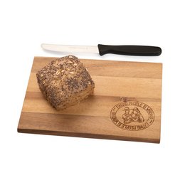 robustes Werbe-Frühstücksbrettchen aus Akazie mit Logo-Lasergravur individuell