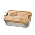 individuell  Werbe-Lunchbox XL aus Weißblech mit Bambus-Holz-Deckel und Logo-Lasergravur