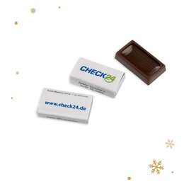 Schokoladentafeln mit Verpackung mit Check24 Logo