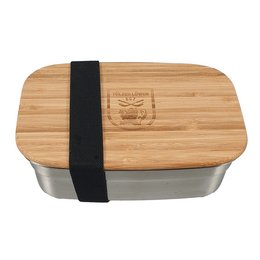 Lunchbox mit Füllvolumen 850 ml und 1200 ml mit Bambusdeckel als Schneidebrett und Logo Lasergravur