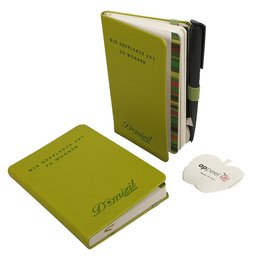 Werbe-Notizbuch APPEEL aus Pflanzenfasern mit Firmenwerbung geprägt
