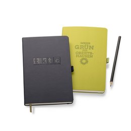 Werbe-Notizbuch mit individueller Logo-Prägung, aus Teilen von Apfeltresters