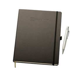 Werbe-Notizbuch Ivory Line Large, mit Logo-Blindprägung