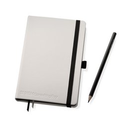 Logoprägung Notizbuch "Kompagnon" mit weißem Baladek-Casina-Einband