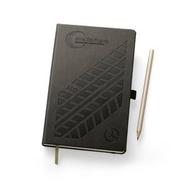 Werbe-Notizbuch Ivory A5 mit Logoprägung Reifenspur.