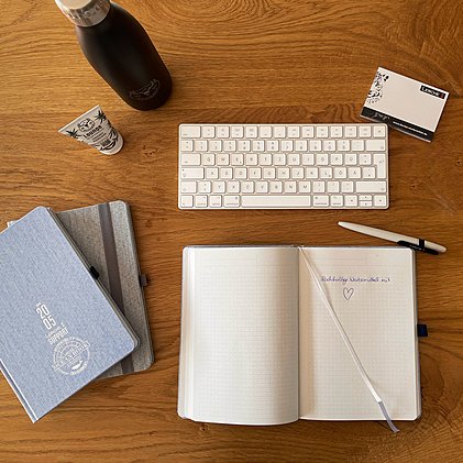 Werbe-Notizbuch WAVE A5 Cover aus recyceltem Meeres-Plastik 