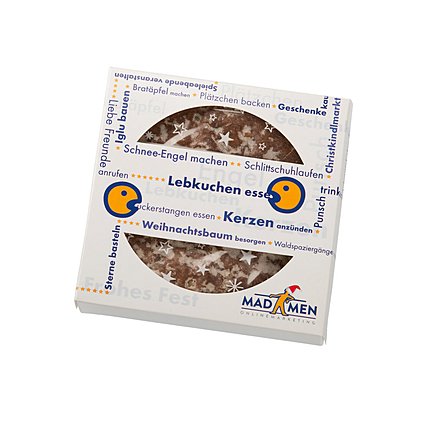 Bedruckter Nürnberger Elisen Lebkuchen als Werbegeschenk von Haeberlein-Metzger, klimaneutral
