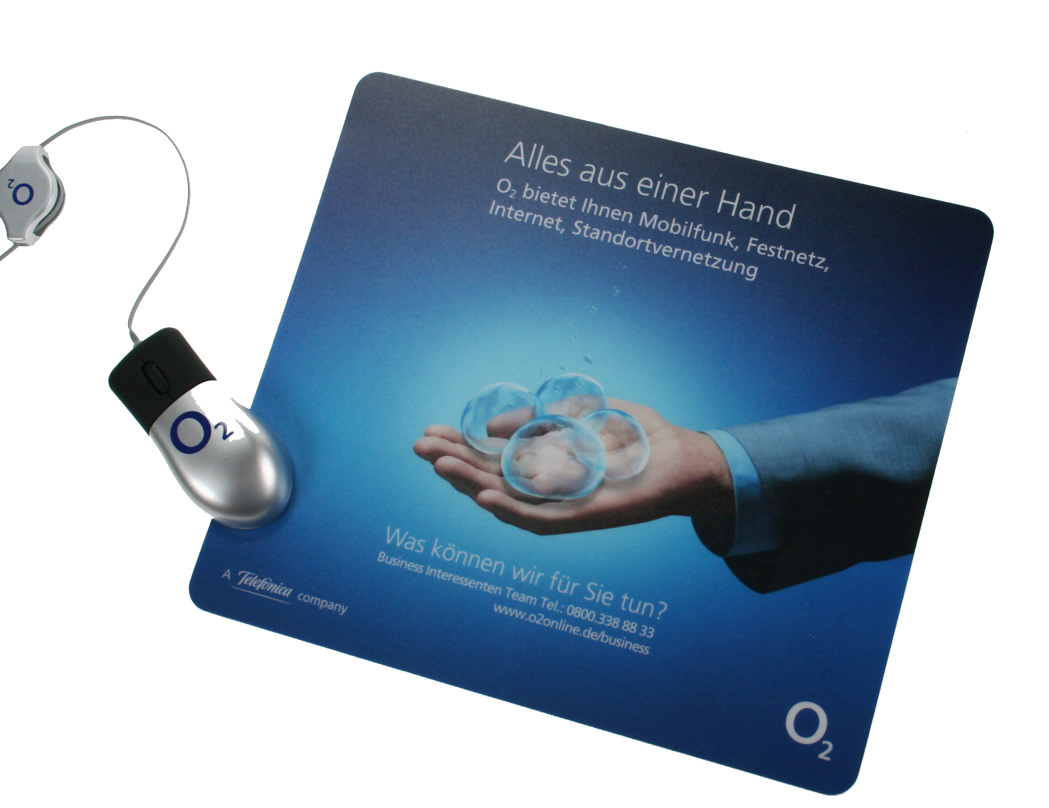 O2 A Member Of Telefonica Werbe Mousepad Im 4c Werbe Offsetdruck Fur Den Business Bereich Lerche Werbemittel
