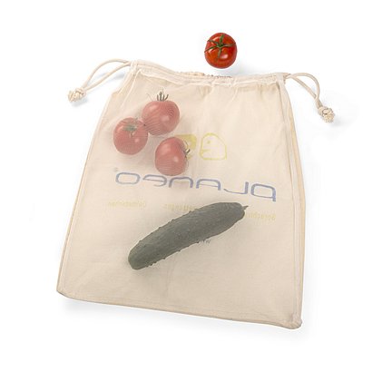 Baumwollbeutel mit Firmenwerbung bedruckt, rückseitig mit luftdurchlässigen Nylonnetz