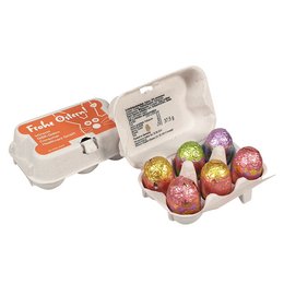 Sechs Ostereier im Sixpack Classic mit Firmenwerbung bedruckt