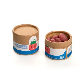 Nachhaltiger Streuartikel gefüllt mit leckeren Fruchtsaft-Bonbons