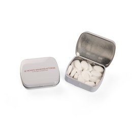 Bedruckte Werbe-Pefferminzpastillen in der Metall-Klappdose 