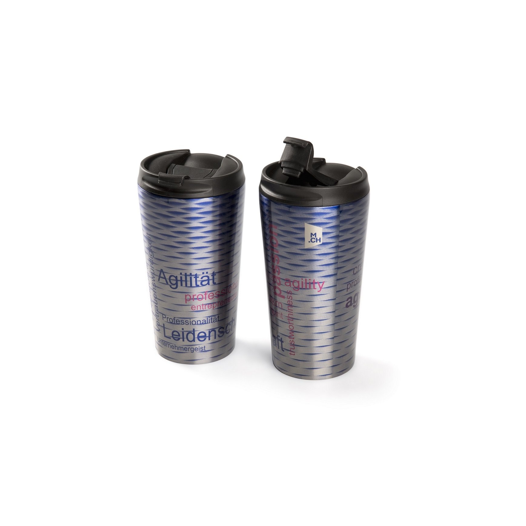 coffee to go becher metall mit Photo-Druck rundumlaufend 