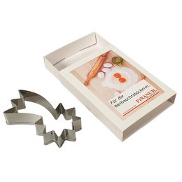 Weihnachts-Werbeartikel: Plätzchenausstecher in bedruckter Verpackung
