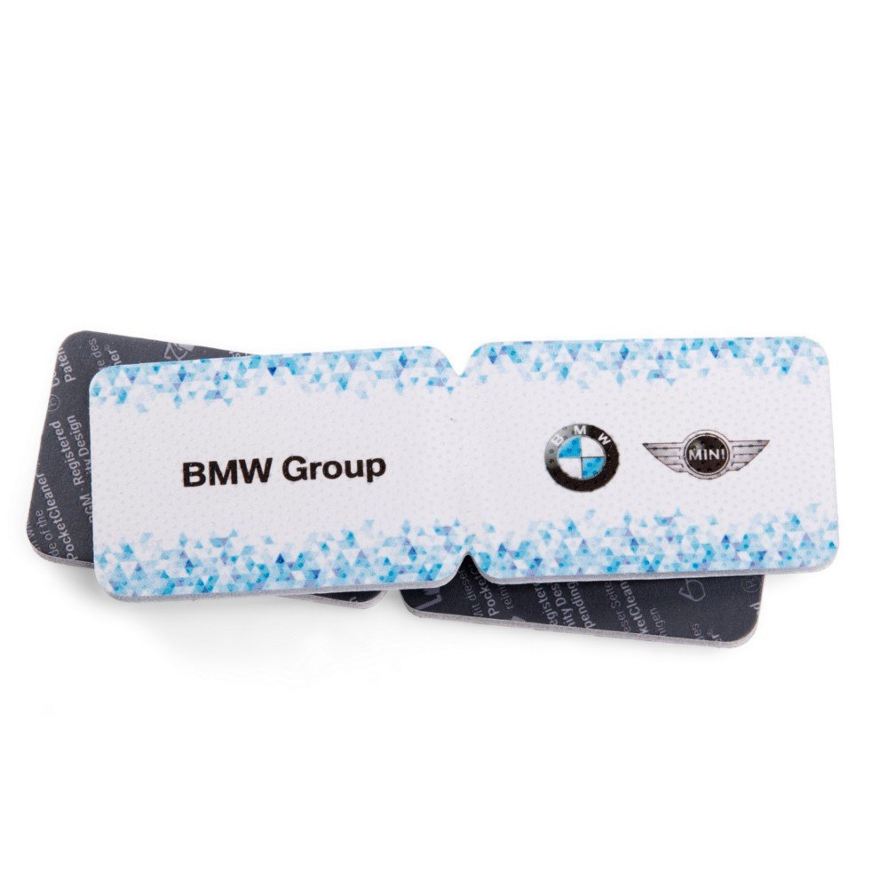 vollflächiger Werbe-Microfaer Pocket-Cleaner als Besipiel mit Druck für die BMW Group 