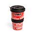 Werbe-Coffee to go Becher aus Porzellan auslaufsicher und Reifenprofil-Banderole