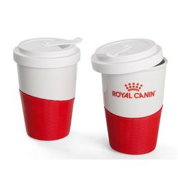 Porzellan-Kaffeebecher to go mit Werbeaufdruck