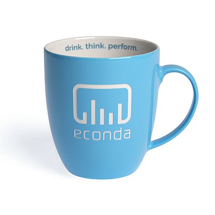 Werbe-Kaffeetasse Form 329 aus Porzellan mit Hydroglasur und Logogravur und Innendruck