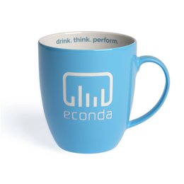 Werbe-Kaffeetasse Form 329 aus Porzellan mit Hydroglasur und Logogravur und Innendruck