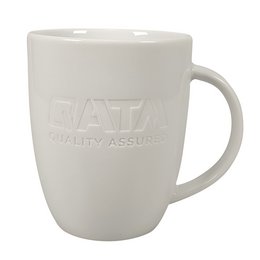 Kaffeebecher uni-weiß, Logo mit Lasergravur ton in ton