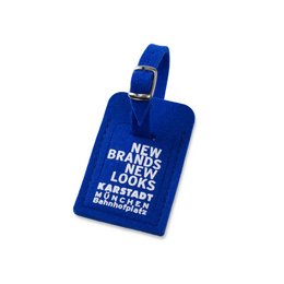 Praktisch auf Reisen: Bedruckbarer Wollfilz-Kofferanhänger in Königsblau für Karstadt, München