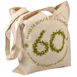 Fairtrade gehandelte Werbe-Baumwoll-Einkaufstasche mit Tragehenkel beidseitig bedruckbar