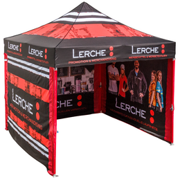 Auffälliges Werbezelt für Veranstaltungen und Events mit vollflächigem Druck für Lerche: 