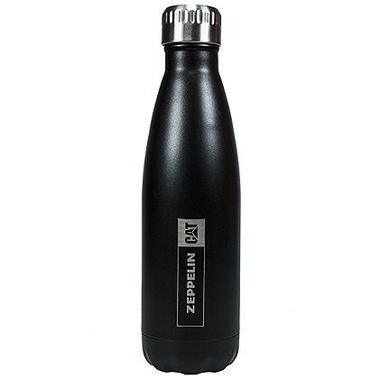 Premium Marken-Trinkflasche MOOSE aus Metall, Vakuum mit Logo-Lasergravur für Zeppelin Baumaschinen