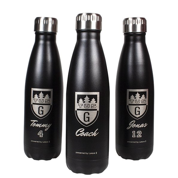 doppelwandige Trinkflasche HYTE aus metall in Premium Qualität mit indviduellen Einzelnamen