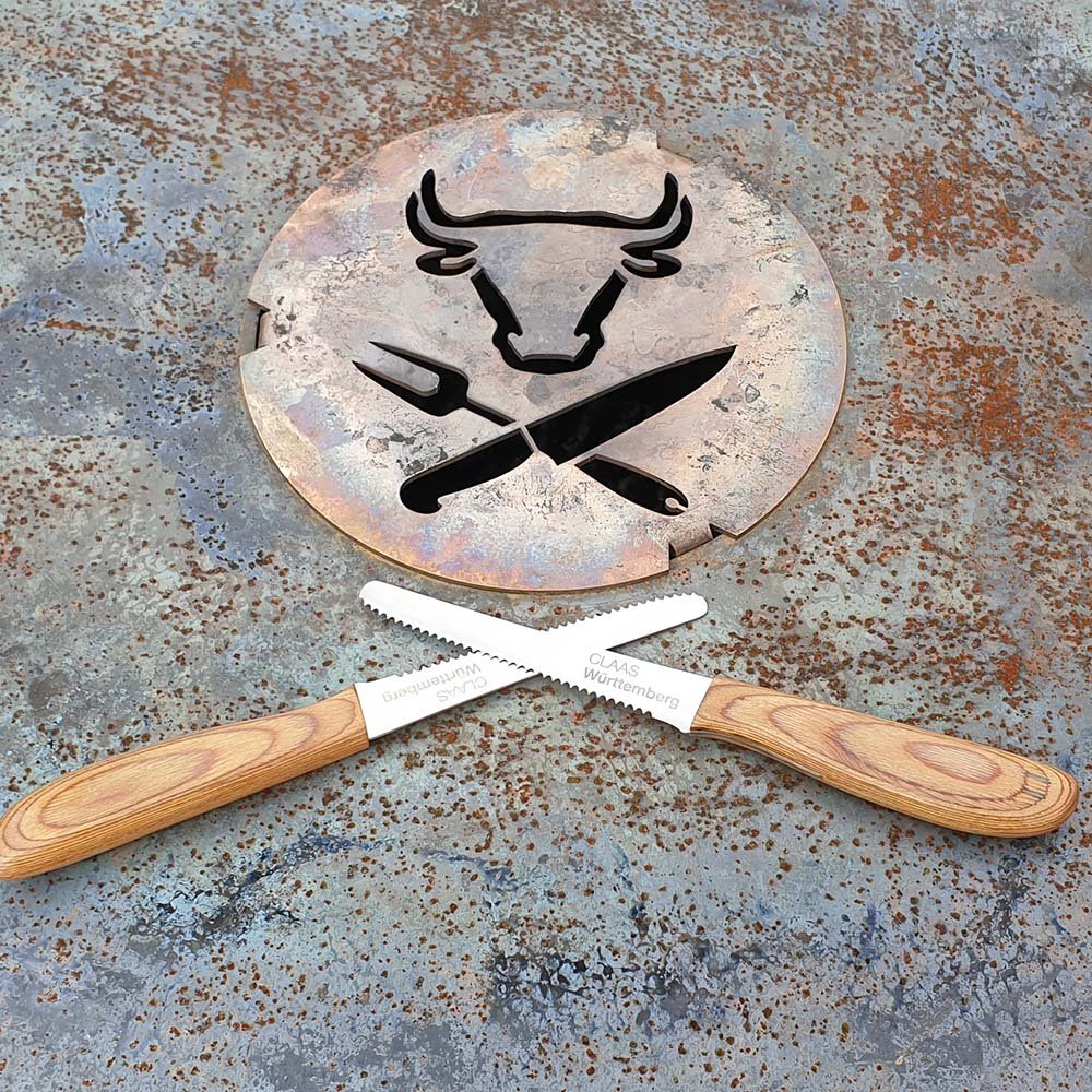 Hochwertiges Messer-Set mit Logogravur im Naturkarton 