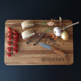 Profi-Schneidebrett mit Logo lasergraviert, 4cm Eichenholz