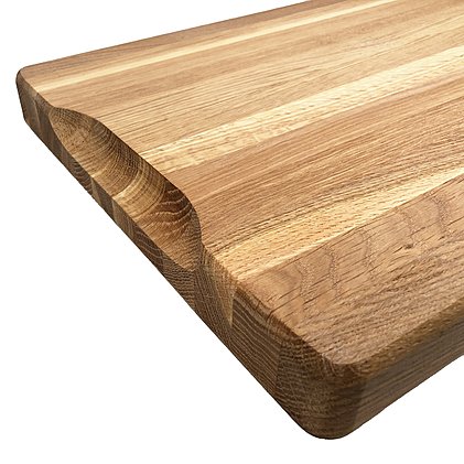 Werbe-Schneidebrett aus massivem Eichenholz mit Griffmulde 