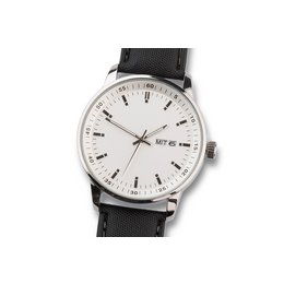 Der Klassiker: Qualitäts-Armbanduhr „Leonis silber“ rückseitig mit Firmenlogo graviert