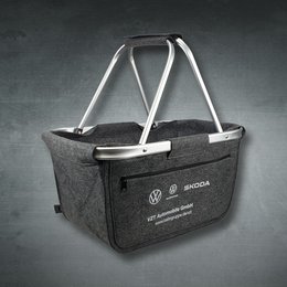 Faltbarer Werbeeinkaufskorb  aus stabilem Filzmaterial mit Logodruck