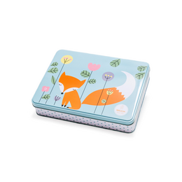 Robuste Weißblechdose mit Werbedruck für Weleda Naturkosmetik. Auch hübsch mit einem Weihnachtsmotiv!