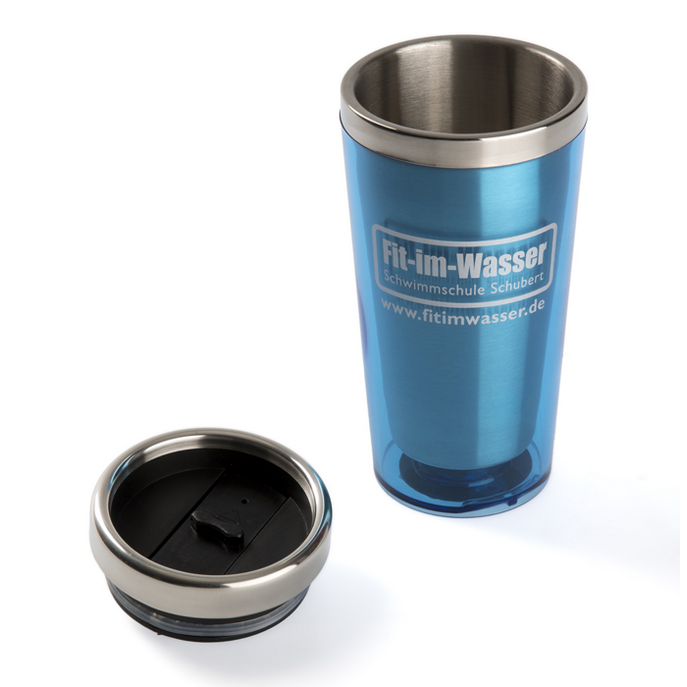 Angesagter Coffee to go Becher mit individuellem Logo Siebdruck